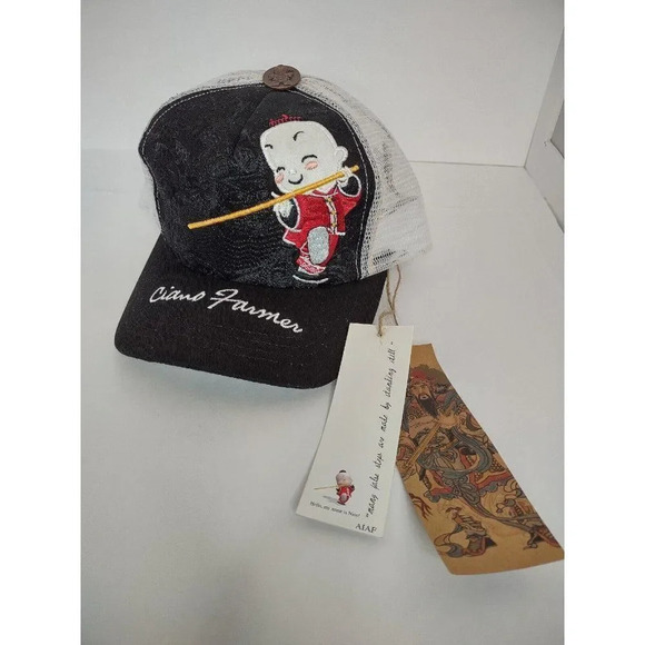 Ciano Farmer Baseball Hat Asian Embroidery Mesh Snapback Truckers Samurai - Picture 15 of 15
